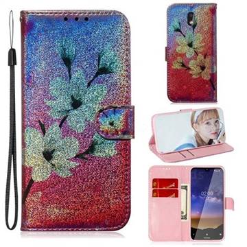 Magnolia Laser Shining Leather Wallet Phone Case for Nokia 2.2