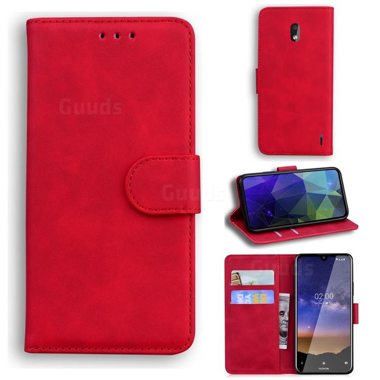 Retro Classic Skin Feel Leather Wallet Phone Case for Nokia 2.2 - Red