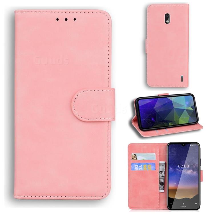 Retro Classic Skin Feel Leather Wallet Phone Case for Nokia 2.2 - Pink