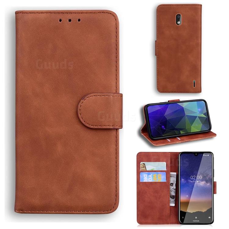 Retro Classic Skin Feel Leather Wallet Phone Case for Nokia 2.2 - Brown