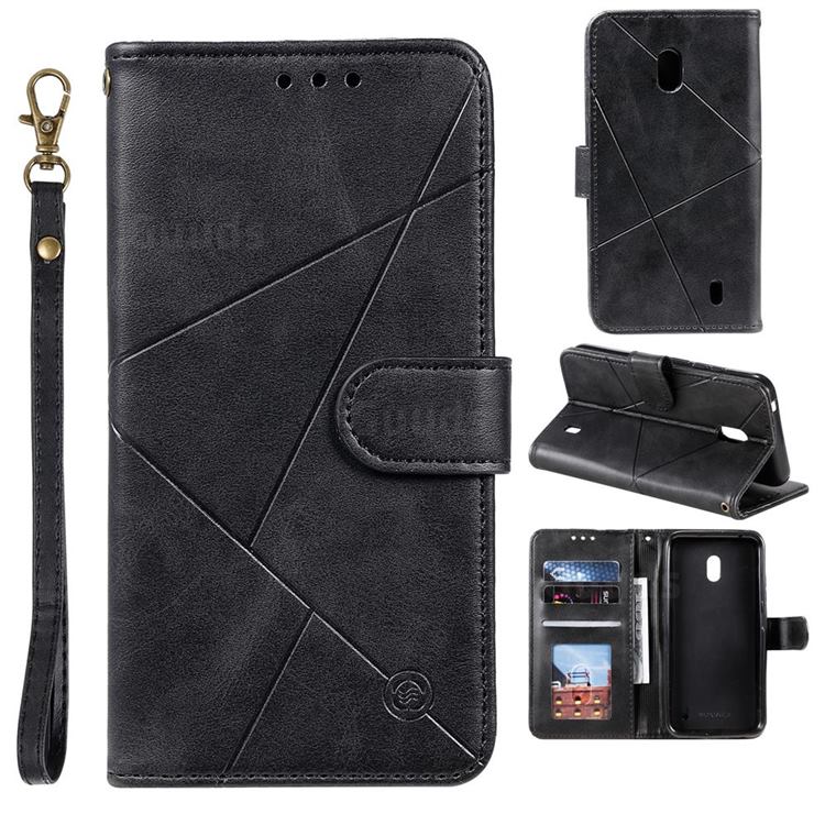 Embossing Geometric Leather Wallet Case for Nokia 2.2 - Black