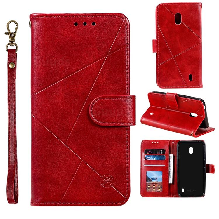 Embossing Geometric Leather Wallet Case for Nokia 2.2 - Red