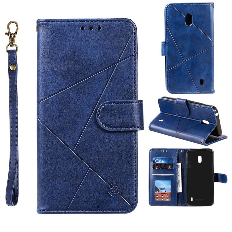 Embossing Geometric Leather Wallet Case for Nokia 2.2 - Blue