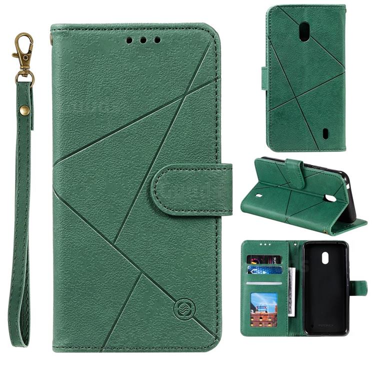 Embossing Geometric Leather Wallet Case for Nokia 2.2 - Green