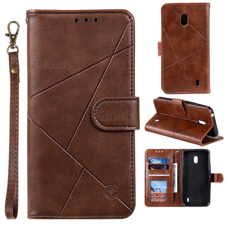 Embossing Geometric Leather Wallet Case for Nokia 2.2 - Brown