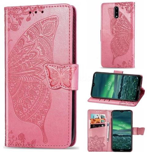 Embossing Mandala Flower Butterfly Leather Wallet Case for Nokia 2.3 - Pink