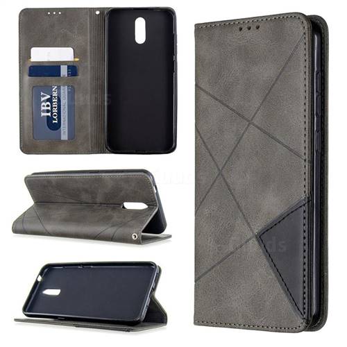 Prismatic Slim Magnetic Sucking Stitching Wallet Flip Cover for Nokia 2.3 - Gray
