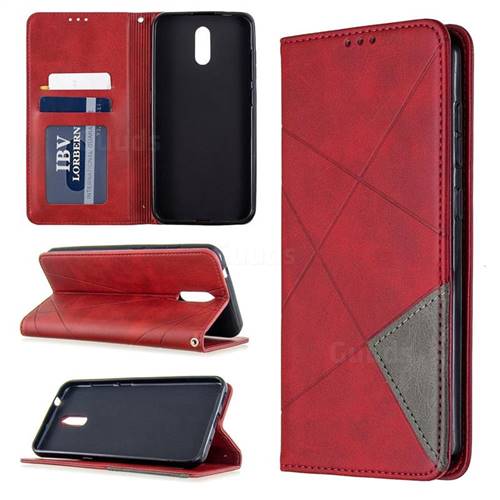 Prismatic Slim Magnetic Sucking Stitching Wallet Flip Cover for Nokia 2.3 - Red