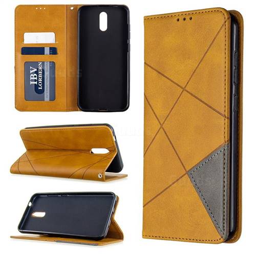 Prismatic Slim Magnetic Sucking Stitching Wallet Flip Cover for Nokia 2.3 - Yellow