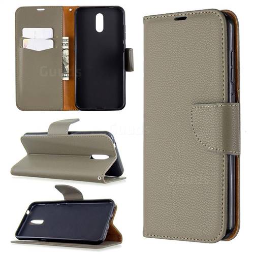 Classic Luxury Litchi Leather Phone Wallet Case for Nokia 2.3 - Gray