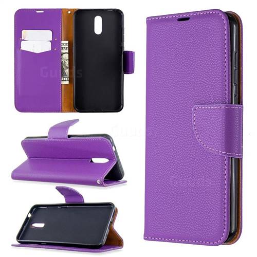 Classic Luxury Litchi Leather Phone Wallet Case for Nokia 2.3 - Purple