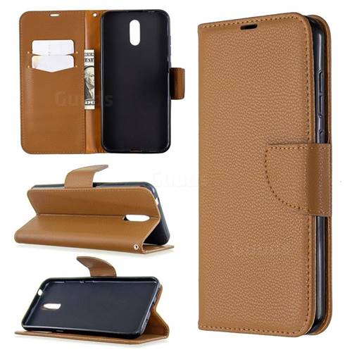 Classic Luxury Litchi Leather Phone Wallet Case for Nokia 2.3 - Brown