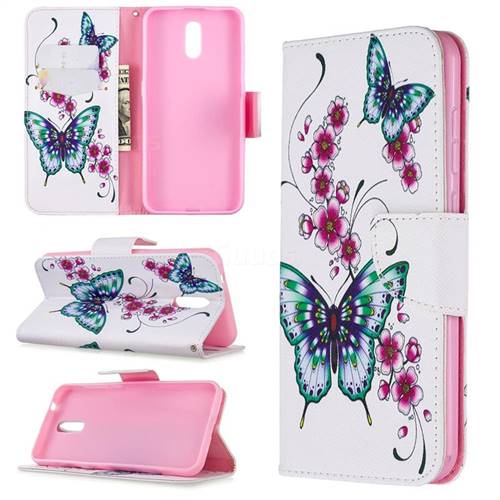 Peach Butterflies Leather Wallet Case for Nokia 2.3