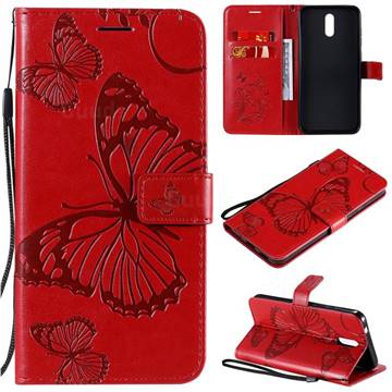 Embossing 3D Butterfly Leather Wallet Case for Nokia 2.3 - Red