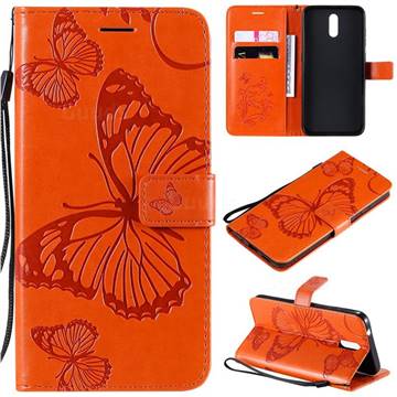 Embossing 3D Butterfly Leather Wallet Case for Nokia 2.3 - Orange