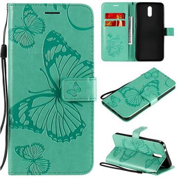 Embossing 3D Butterfly Leather Wallet Case for Nokia 2.3 - Green