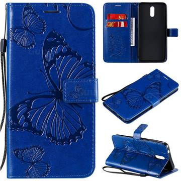 Embossing 3D Butterfly Leather Wallet Case for Nokia 2.3 - Blue