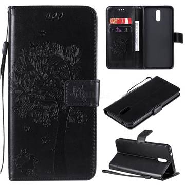 Embossing Butterfly Tree Leather Wallet Case for Nokia 2.3 - Black