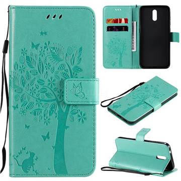 Embossing Butterfly Tree Leather Wallet Case for Nokia 2.3 - Cyan