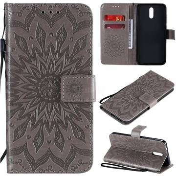 Embossing Sunflower Leather Wallet Case for Nokia 2.3 - Gray