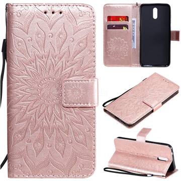 Embossing Sunflower Leather Wallet Case for Nokia 2.3 - Rose Gold