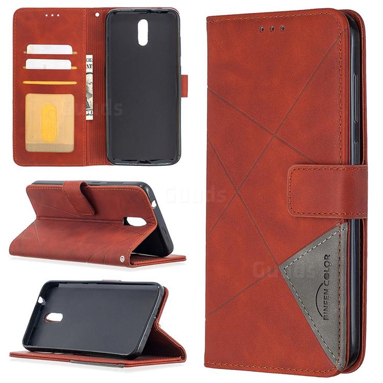 Binfen Color BF05 Prismatic Slim Wallet Flip Cover for Nokia 2.3 - Brown