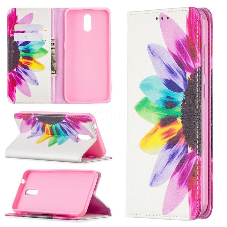 Sun Flower Slim Magnetic Attraction Wallet Flip Cover for Nokia 2.3
