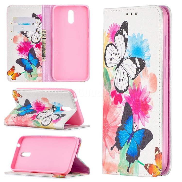 Flying Butterflies Slim Magnetic Attraction Wallet Flip Cover for Nokia 2.3