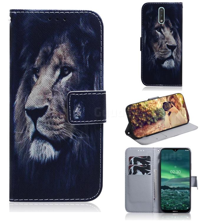 Lion Face PU Leather Wallet Case for Nokia 2.3