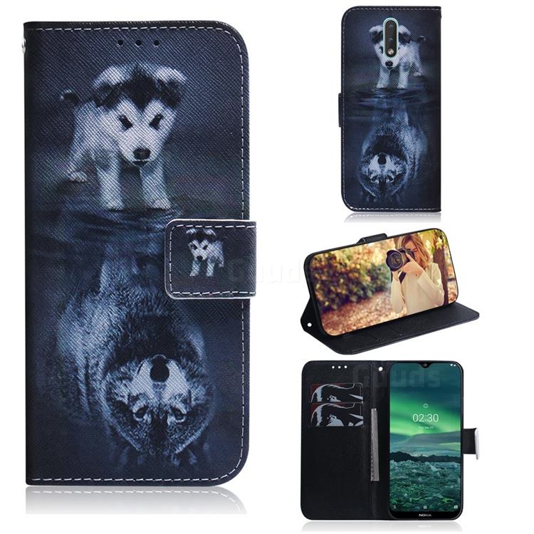 Wolf and Dog PU Leather Wallet Case for Nokia 2.3