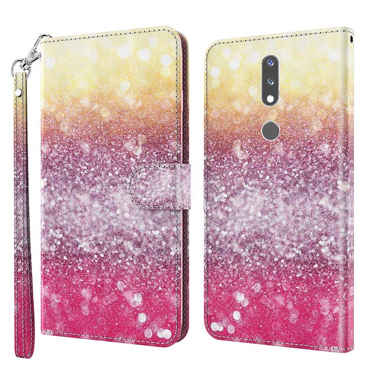 Gradient Rainbow 3D Painted Leather Wallet Case for Nokia 2.4
