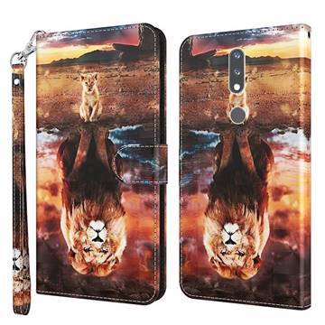 Fantasy Lion 3D Painted Leather Wallet Case for Nokia 2.4