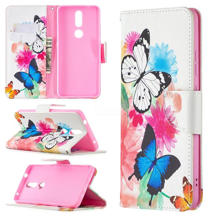 Vivid Flying Butterflies Leather Wallet Case for Nokia 2.4