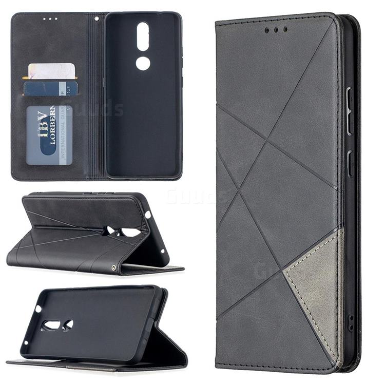 Prismatic Slim Magnetic Sucking Stitching Wallet Flip Cover for Nokia 2.4 - Black