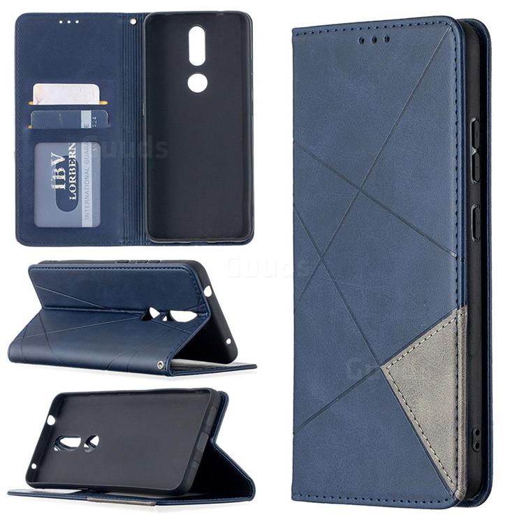 Prismatic Slim Magnetic Sucking Stitching Wallet Flip Cover for Nokia 2.4 - Blue