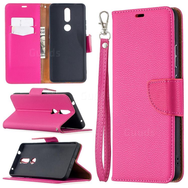 Classic Luxury Litchi Leather Phone Wallet Case for Nokia 2.4 - Rose