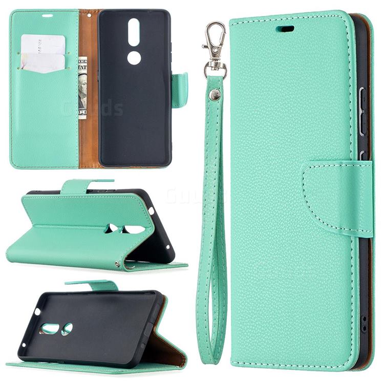 Classic Luxury Litchi Leather Phone Wallet Case for Nokia 2.4 - Green