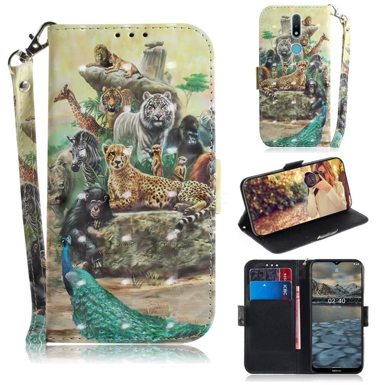 Beast Zoo 3D Painted Leather Wallet Phone Case for Nokia 2.4