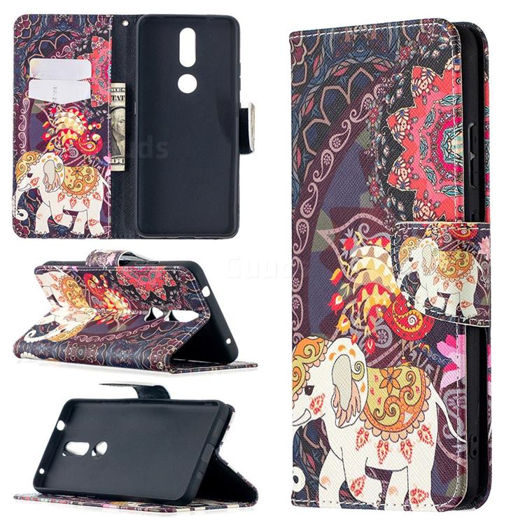 Totem Flower Elephant Leather Wallet Case for Nokia 2.4