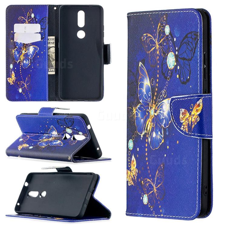 Purple Butterfly Leather Wallet Case for Nokia 2.4