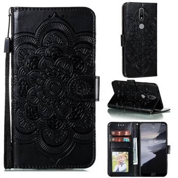 Intricate Embossing Datura Solar Leather Wallet Case for Nokia 2.4 - Black