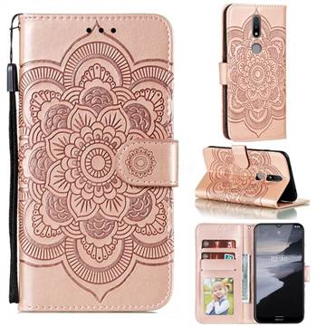 Intricate Embossing Datura Solar Leather Wallet Case for Nokia 2.4 - Rose Gold