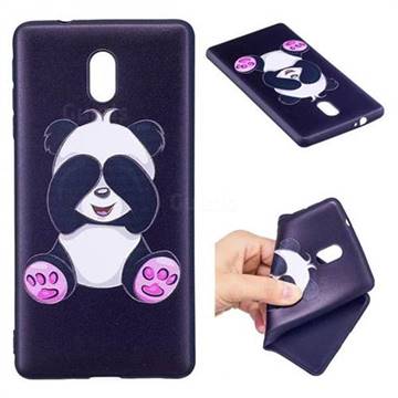 Lovely Panda 3D Embossed Relief Black Soft Back Cover for Nokia 3 Nokia3