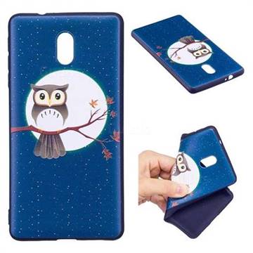 Moon and Owl 3D Embossed Relief Black Soft Back Cover for Nokia 3 Nokia3