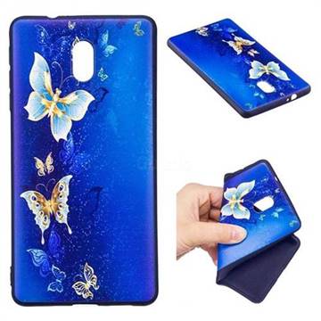 Golden Butterflies 3D Embossed Relief Black Soft Back Cover for Nokia 3 Nokia3