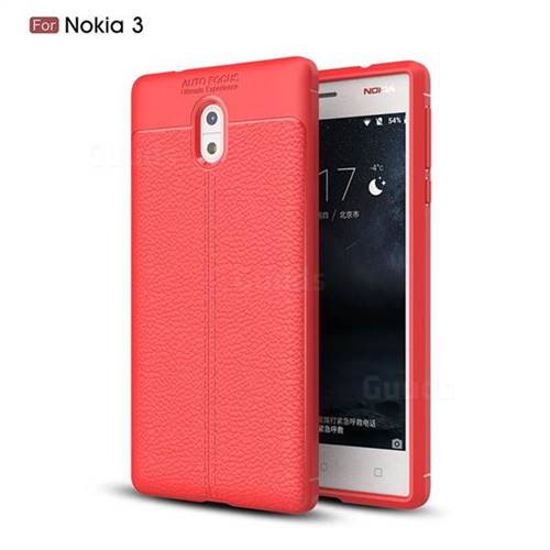 Luxury Auto Focus Litchi Texture Silicone TPU Back Cover for Nokia 3 Nokia3 - Red