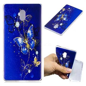 Gold and Blue Butterfly Super Clear Soft TPU Back Cover for Nokia 3 Nokia3