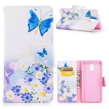 Butterflies Flowers Leather Wallet Case for Nokia 3 Nokia3