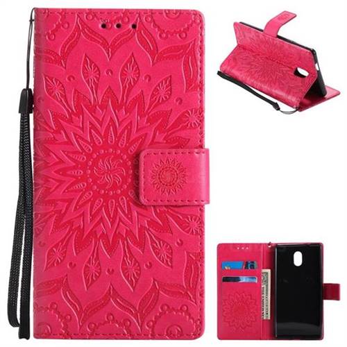 Embossing Sunflower Leather Wallet Case for Nokia 3 Nokia3 - Red