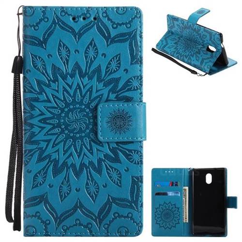 Embossing Sunflower Leather Wallet Case for Nokia 3 Nokia3 - Blue